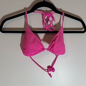Pink triangle bikini top
